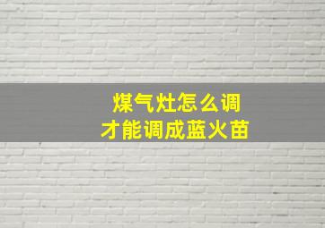 煤气灶怎么调才能调成蓝火苗