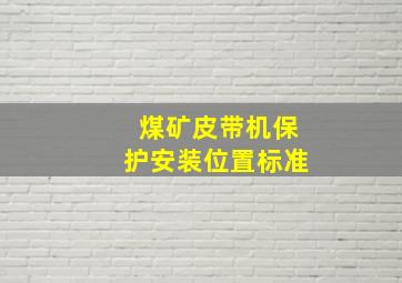 煤矿皮带机保护安装位置标准