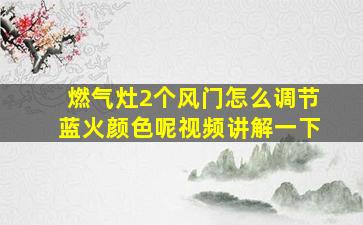 燃气灶2个风门怎么调节蓝火颜色呢视频讲解一下