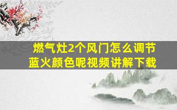 燃气灶2个风门怎么调节蓝火颜色呢视频讲解下载