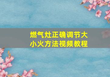 燃气灶正确调节大小火方法视频教程