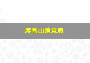 爬雪山啥意思