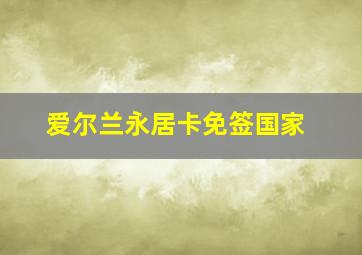 爱尔兰永居卡免签国家