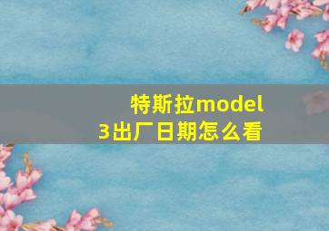 特斯拉model3出厂日期怎么看