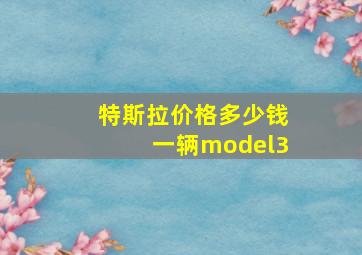 特斯拉价格多少钱一辆model3