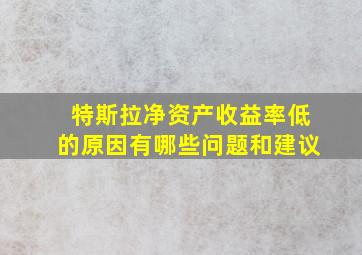 特斯拉净资产收益率低的原因有哪些问题和建议