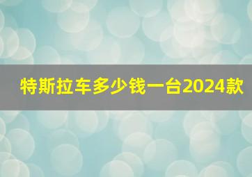 特斯拉车多少钱一台2024款