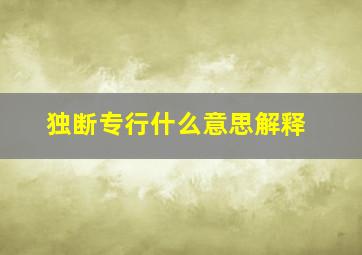 独断专行什么意思解释