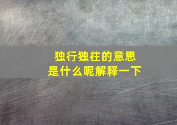 独行独往的意思是什么呢解释一下