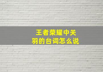 王者荣耀中关羽的台词怎么说