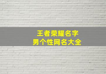 王者荣耀名字男个性网名大全