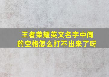 王者荣耀英文名字中间的空格怎么打不出来了呀