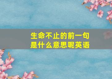 生命不止的前一句是什么意思呢英语