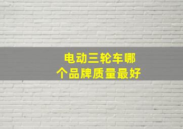 电动三轮车哪个品牌质量最好