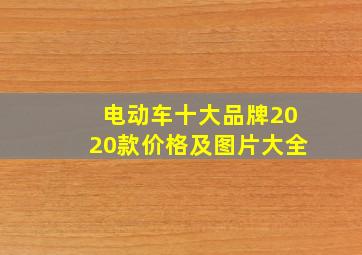 电动车十大品牌2020款价格及图片大全