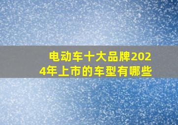 电动车十大品牌2024年上市的车型有哪些