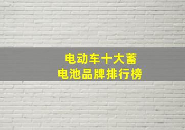 电动车十大蓄电池品牌排行榜