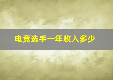 电竞选手一年收入多少