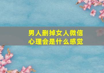 男人删掉女人微信心理会是什么感觉