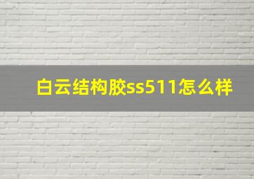 白云结构胶ss511怎么样