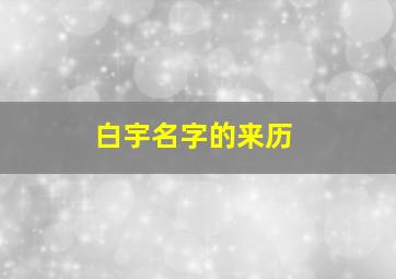 白宇名字的来历