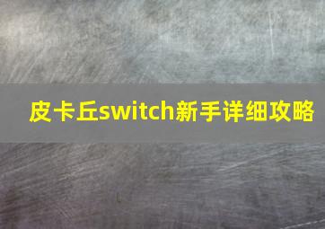 皮卡丘switch新手详细攻略