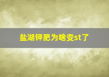 盐湖钾肥为啥变st了