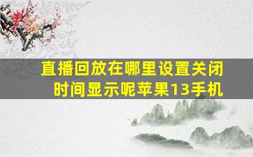 直播回放在哪里设置关闭时间显示呢苹果13手机