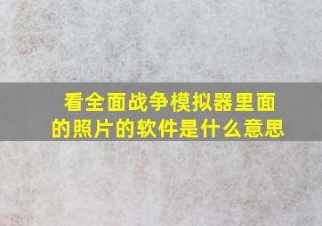 看全面战争模拟器里面的照片的软件是什么意思