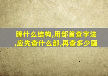 瞳什么结构,用部首查字法,应先查什么部,再查多少画