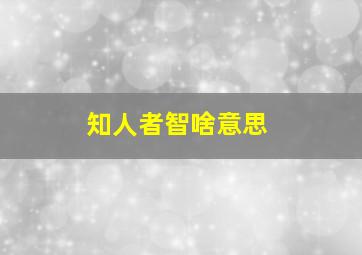 知人者智啥意思