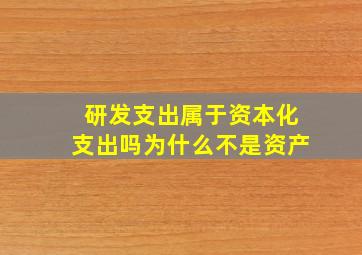 研发支出属于资本化支出吗为什么不是资产