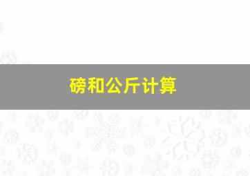 磅和公斤计算