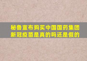 秘鲁宣布购买中国国药集团新冠疫苗是真的吗还是假的