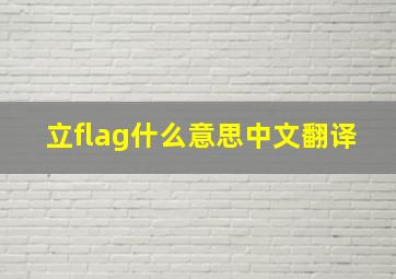 立flag什么意思中文翻译