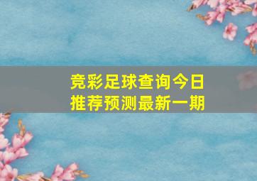 竞彩足球查询今日推荐预测最新一期