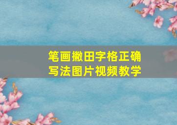 笔画撇田字格正确写法图片视频教学