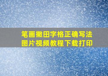 笔画撇田字格正确写法图片视频教程下载打印