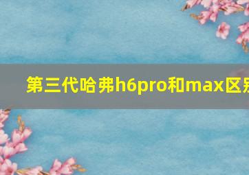 第三代哈弗h6pro和max区别