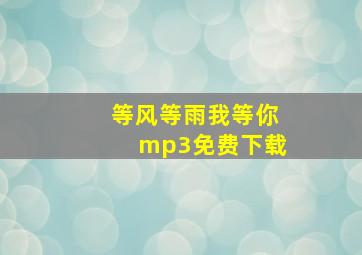 等风等雨我等你mp3免费下载