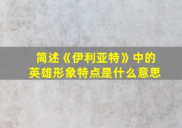 简述《伊利亚特》中的英雄形象特点是什么意思