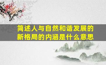 简述人与自然和谐发展的新格局的内涵是什么意思