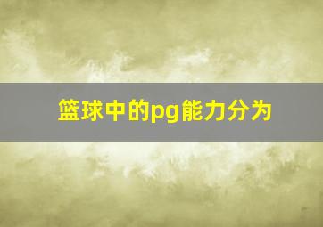 篮球中的pg能力分为