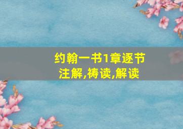 约翰一书1章逐节注解,祷读,解读