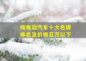 纯电动汽车十大名牌排名及价格五万以下