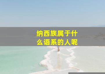 纳西族属于什么语系的人呢