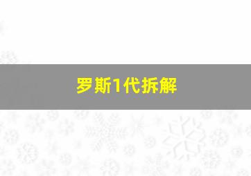 罗斯1代拆解