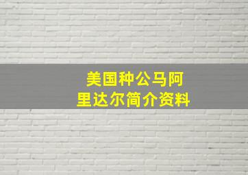 美国种公马阿里达尔简介资料