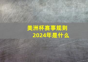 美洲杯赛事规则2024年是什么