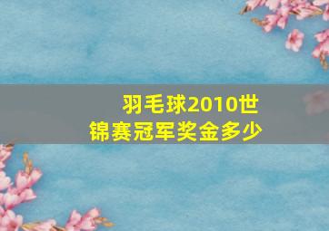 羽毛球2010世锦赛冠军奖金多少